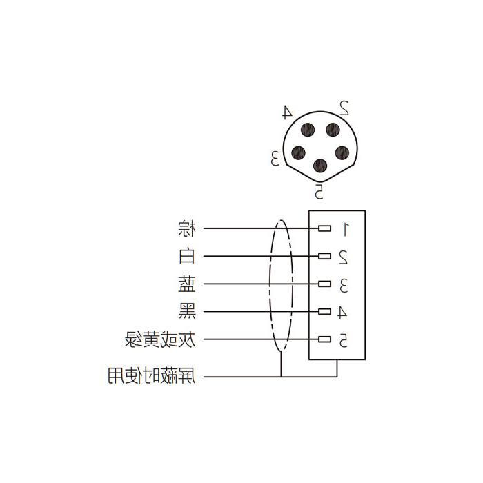 M8 5Pin, straight male, single-end precast PUR flexible cable, shielded, black sheathed, 63S725-XXX